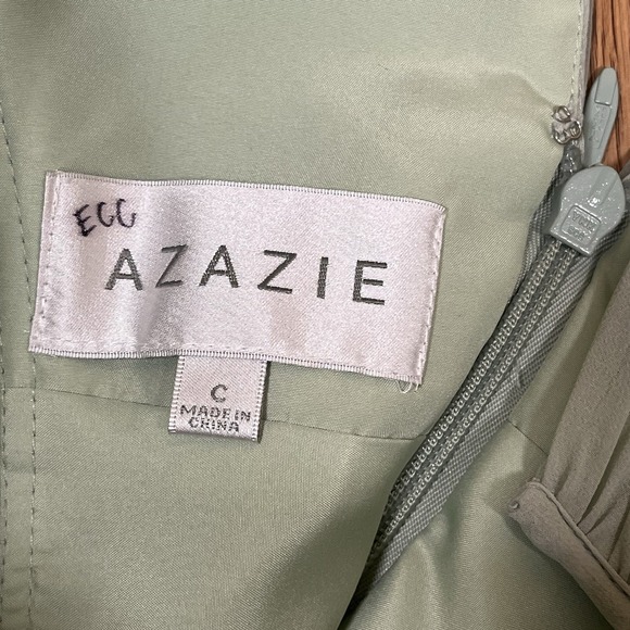 Azazie Bonnie A-Line Keyhole Ruched Chiffon Dress Gown Dusty Sage Sz C Custom - Picture 7 of 10
